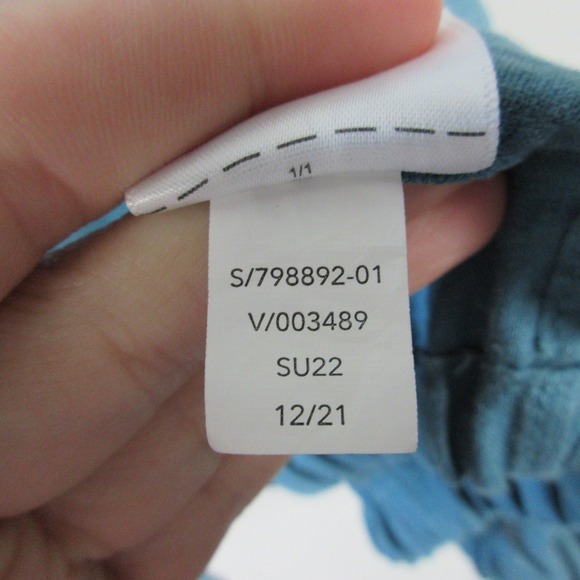 Athleta Playa Tie Top Women 2X Blue 100% Linen Short Sleeve Tie Waist Casual 274 - Picture 9 of 12